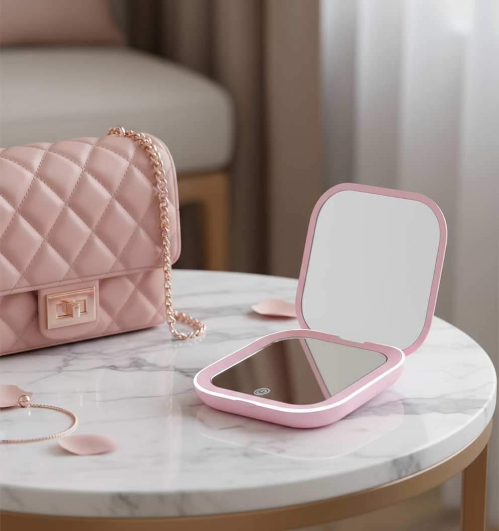 ✨ Mini LED Folding Makeup Mirror – Beauty On the Go! ✨