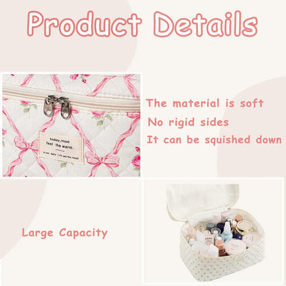 ✨ Cute Quilted Cotton Makeup Bag ✨