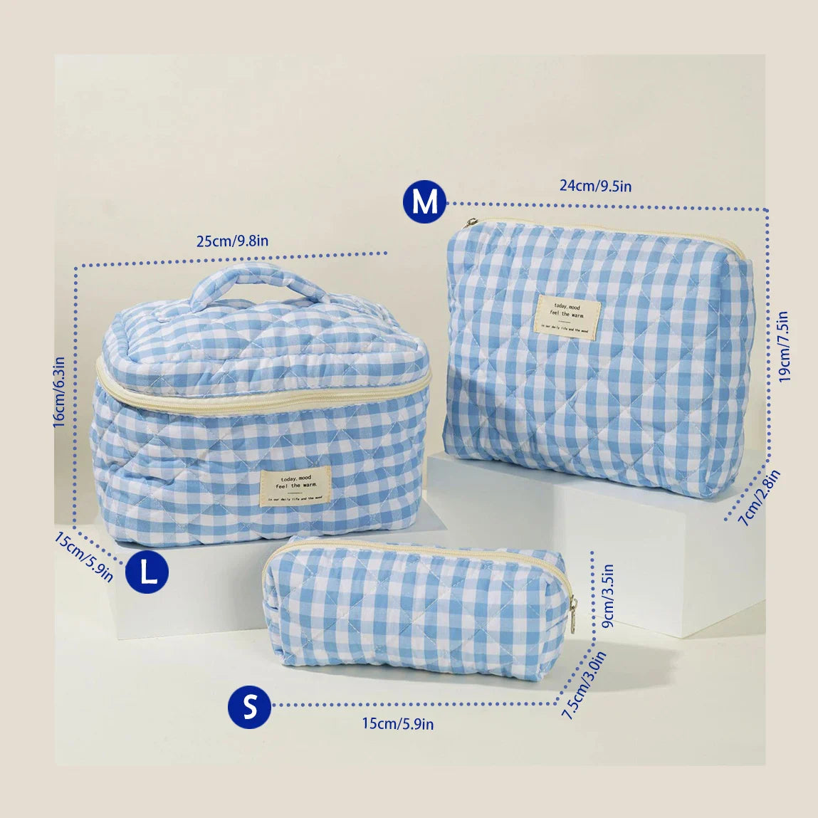 ✨ Cute Quilted Cotton Makeup Bag ✨