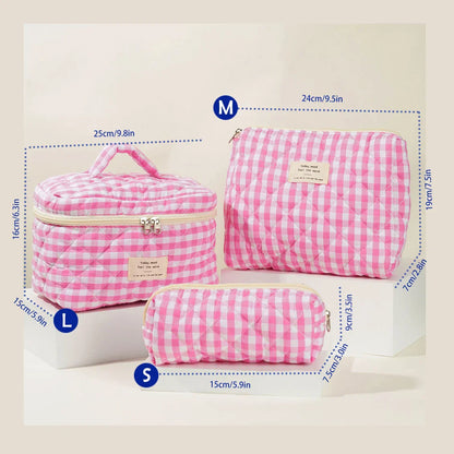 ✨ Cute Quilted Cotton Makeup Bag ✨